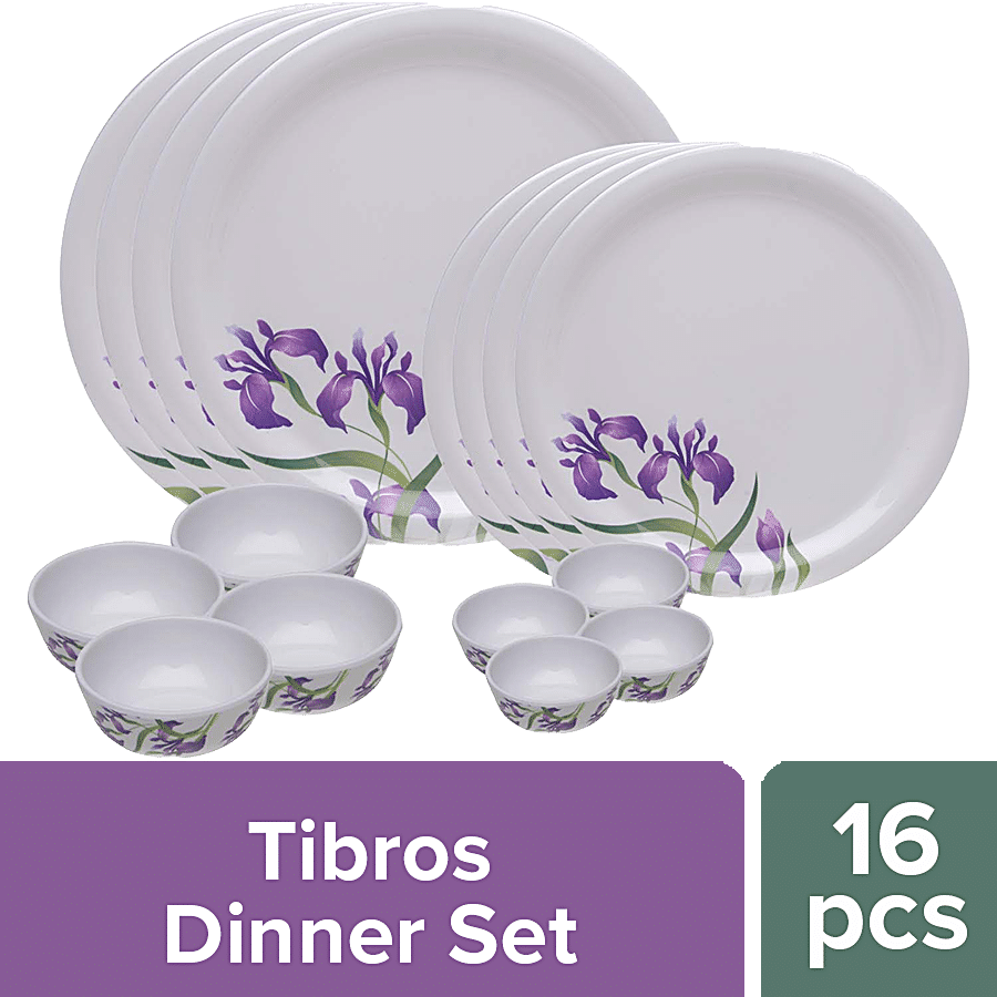 Tibros Aster Series Melamine Dinner Set - Spring Purple Design