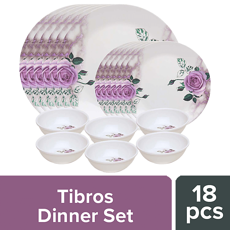 Tibros Smart Series Melamine Dinner Set - Blooming Rose Design