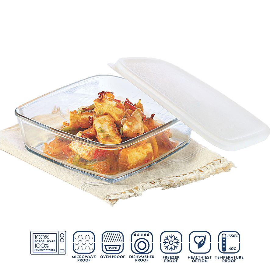 Borosil Borosilicate Glass Baking Dish With Lid - Square