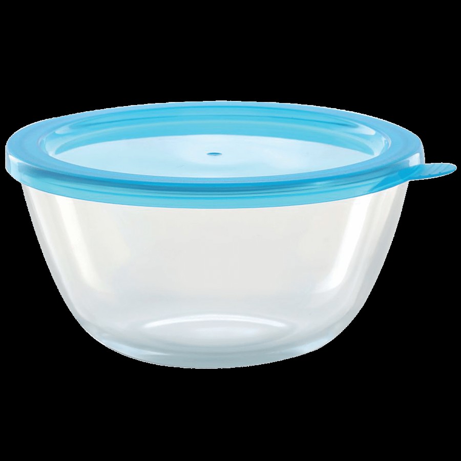 Borosil Borosilicate Select Glass Mixing Bowl With Blue Lid - Oven & Microwave Safe