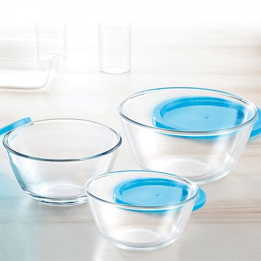 Borosil Borosilicate Select Glass Mixing Bowl With Blue Lid - Oven Microwave Safe