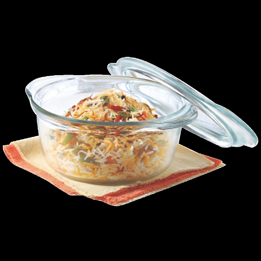 Borosil Glass Casserole - Oven & Microwave Safe Serving Bowl With Glass Lid