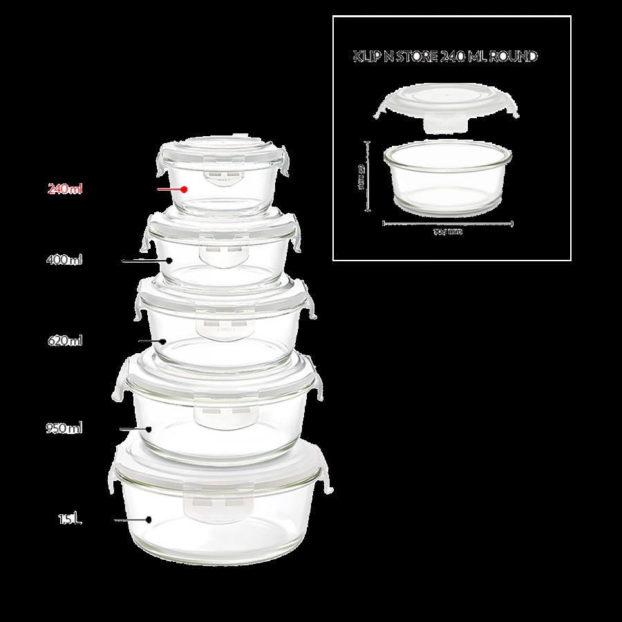 Borosil Glass Storage Container/Tiffin - With Lid