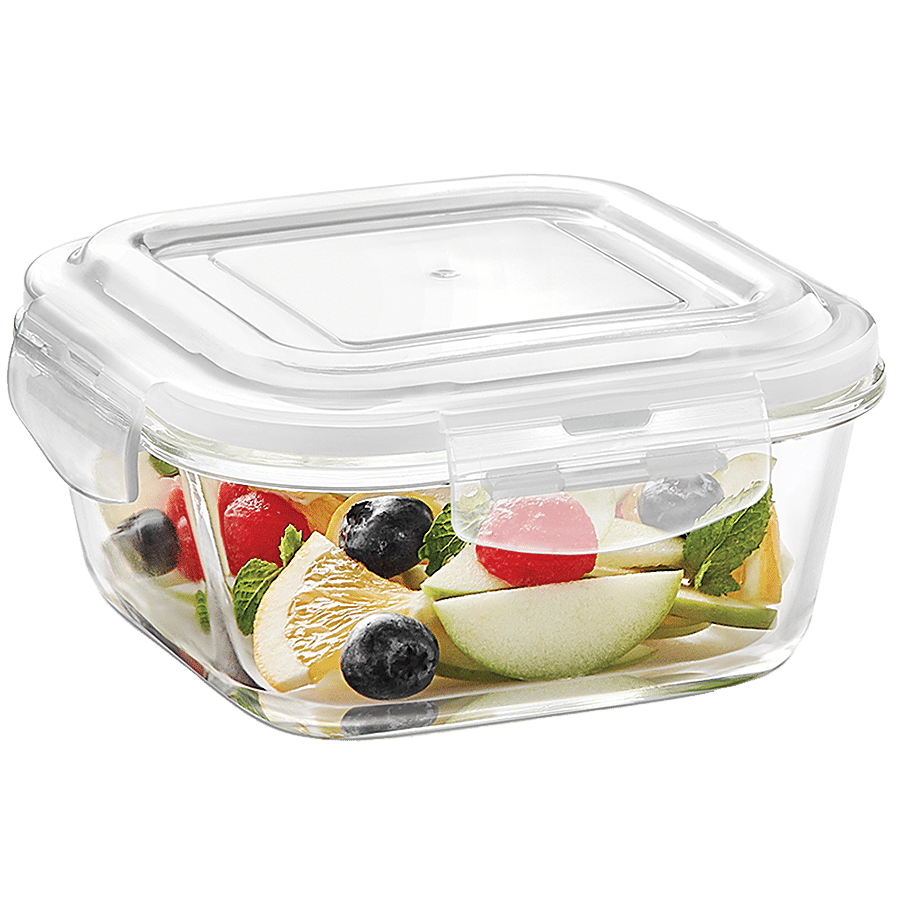 Borosil Klip N Store Glass Storage Container With Air-Tight Lid - Microwave Safe