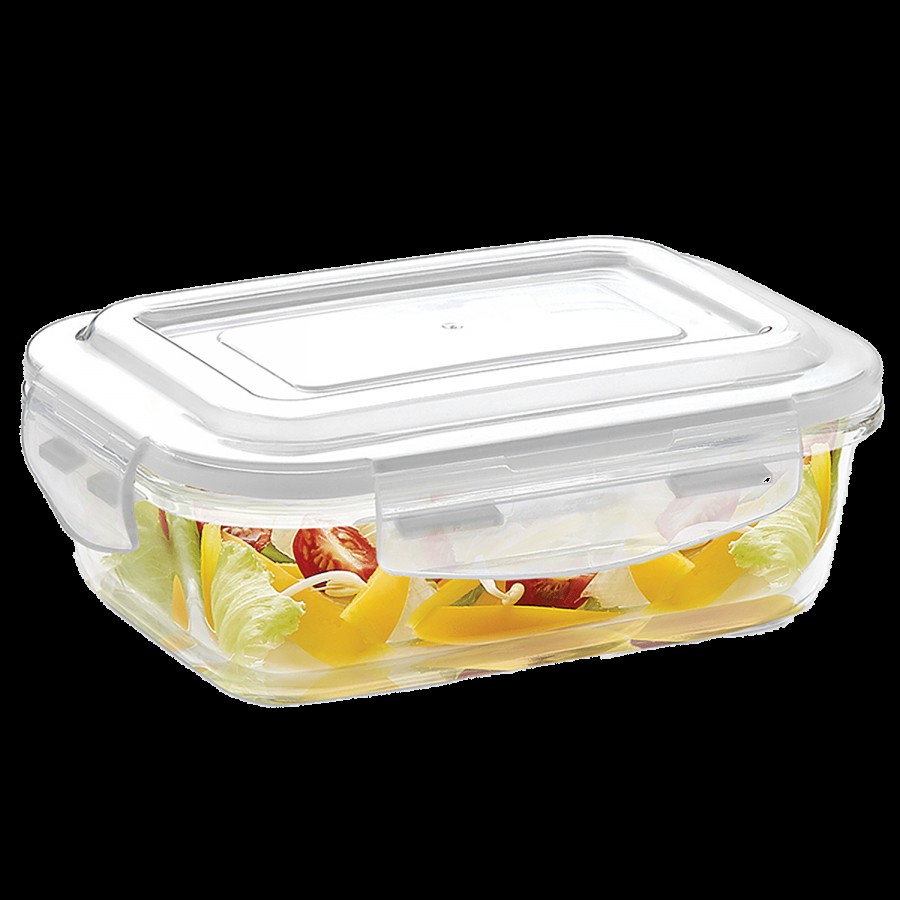 Borosil Klip N Store Glass Storage Container With Air-Tight Lid - Microwave Safe