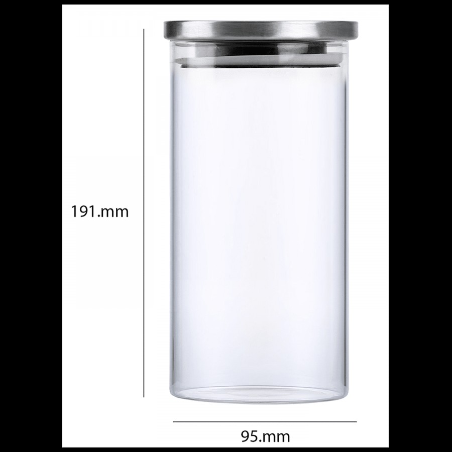 Cello Container/Jar with Steel Lid - Transparent