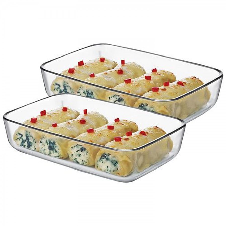 Cello Dahlia Rectangle Glass Borosilicate Baking Bowl Set