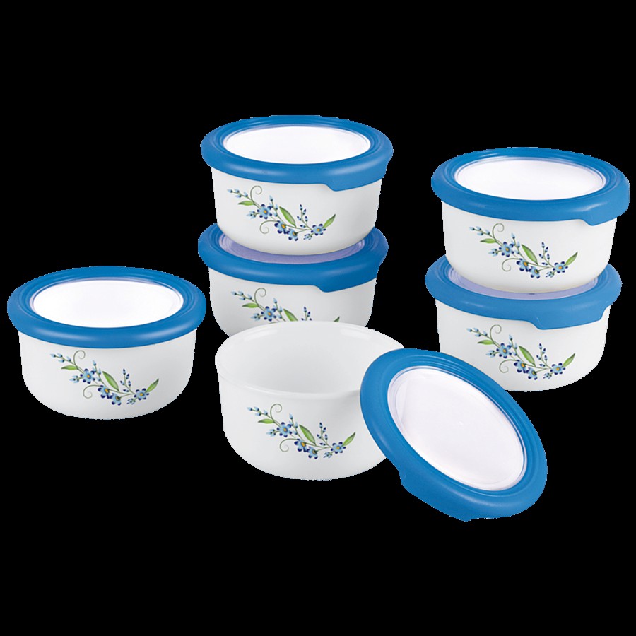 Cello Opalware Condiment Set - Blue Creeper - White and Blue