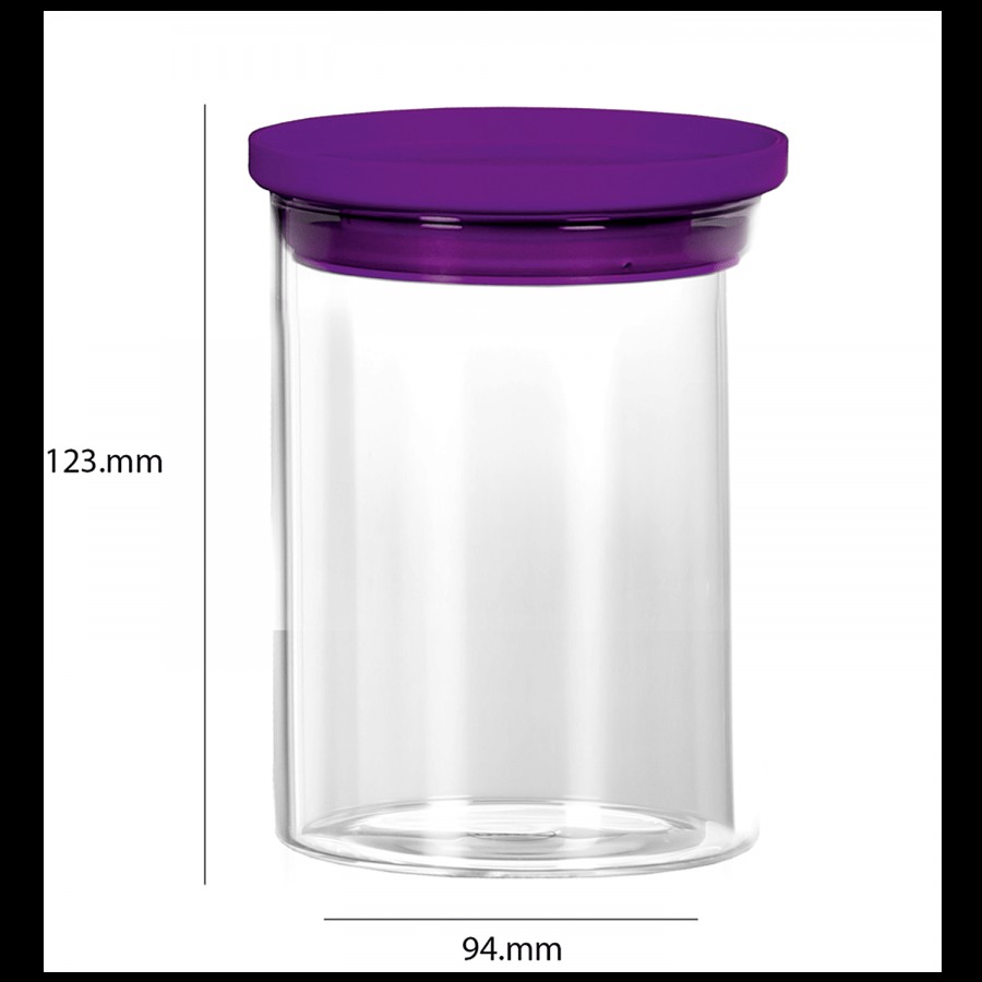 Cello Stacko Glass Container/Jar with Purple Lid - Transparent