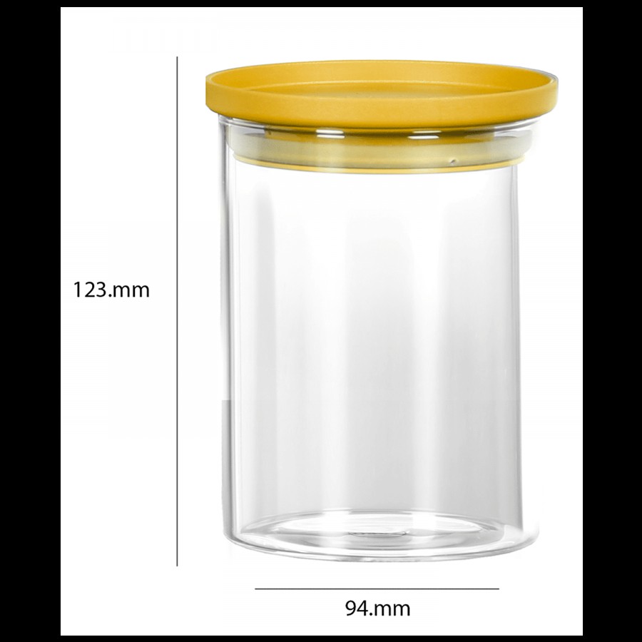 Cello Stacko Glass Container/Jar with Yellow Lid - Transparent