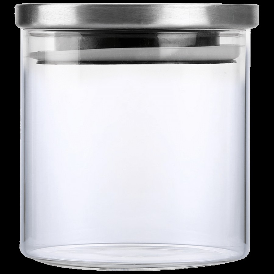 Cello Storage Container/Jar with Steel Lid - Transparent