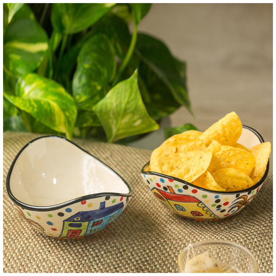 ExclusiveLane Ceramic Bowls - The Hut Curved Serving