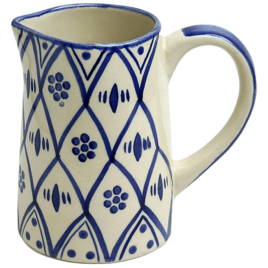 ExclusiveLane Moroccan Floral Hand-Painted Studio Pottery Milk & Water Jug - Ceramic