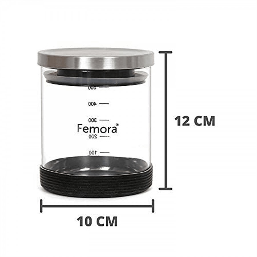 Femora Borosilicate Air-Tight Glass Jar With Silicon Base -  Leak Proof