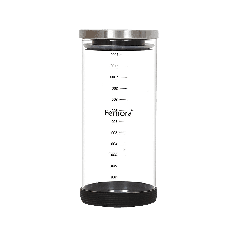 Femora Borosilicate Glass Air-Tight Jar With Silicon Base - Leak Proof