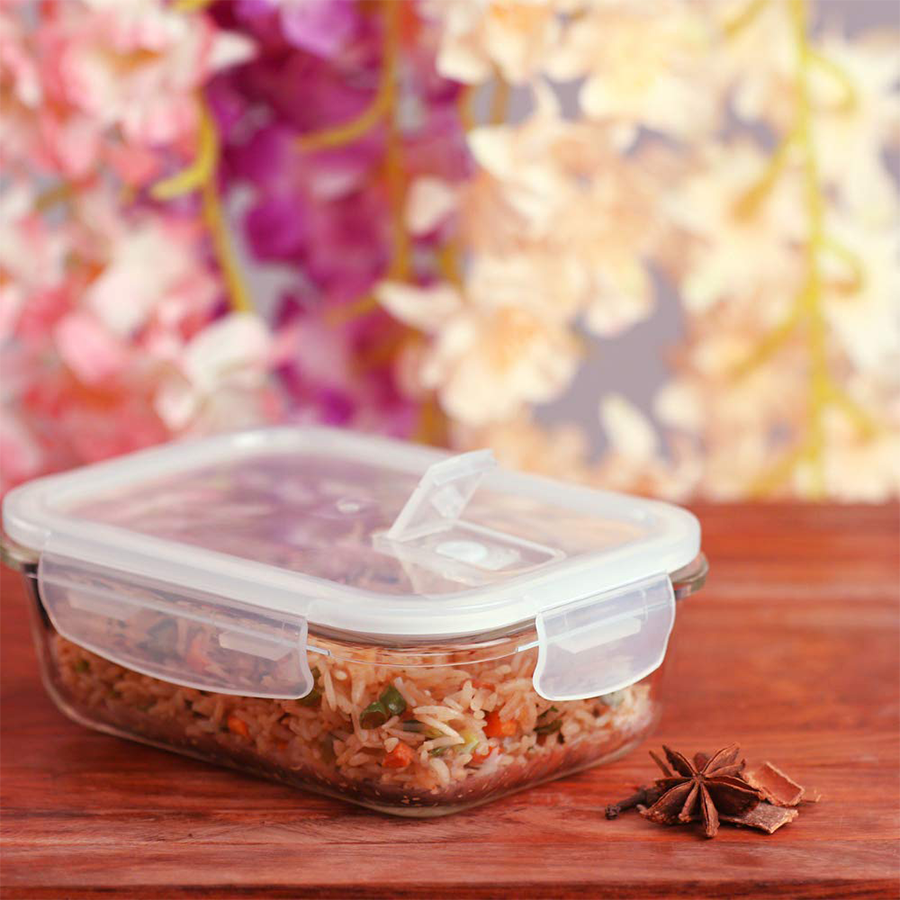 Femora Borosilicate Glass Food Storage Container - Rectangle With Air Vent Lid