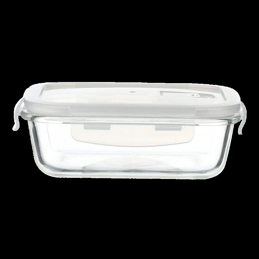 Femora Borosilicate Glass Food Storage Container - Rectangular With Air Vent Lid