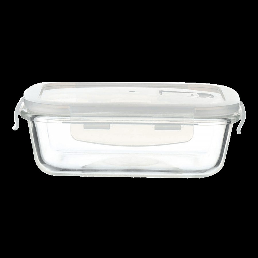 Femora Borosilicate Glass Food Storage Container - Rectangular With Air Vent Lid