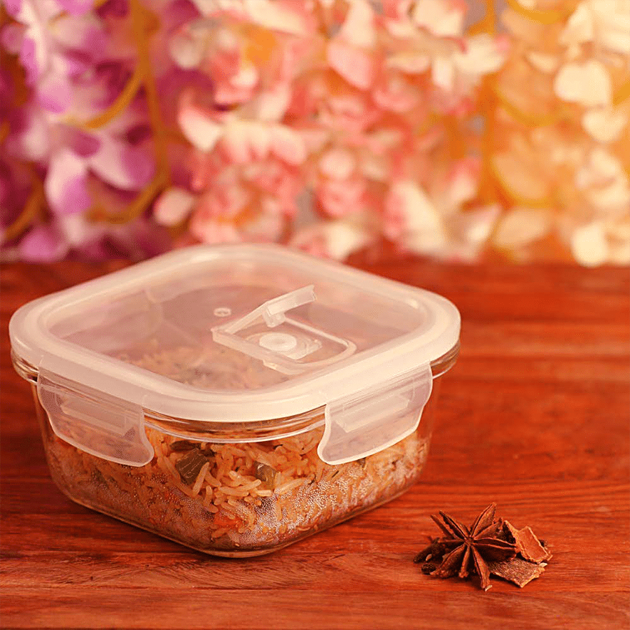 Femora Borosilicate Glass Food Storage Container - Square With Air Vent Lid