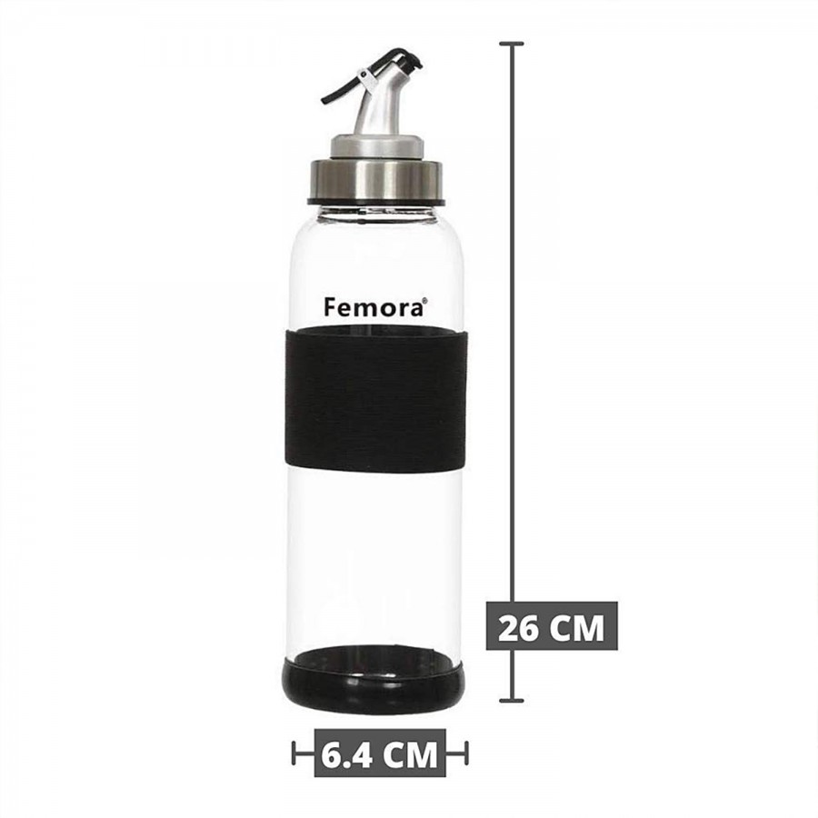 Femora Borosilicate Glass Oil Dispenser With Lid - Clear