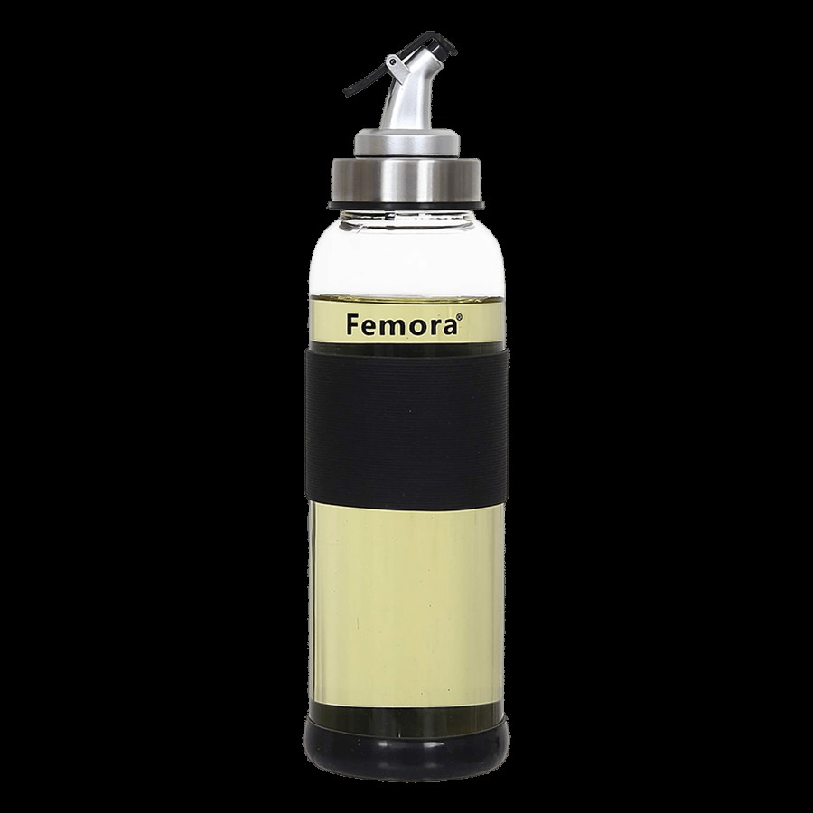 Femora Borosilicate Glass Oil Dispenser With Lid - Clear