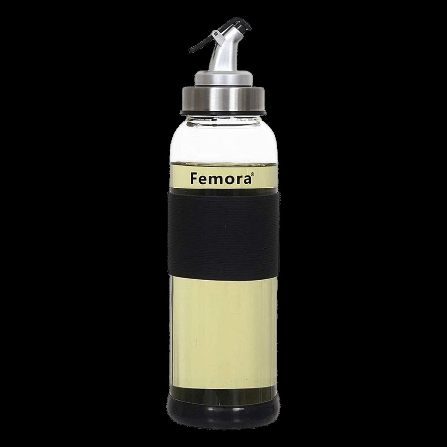 Femora Borosilicate Glass Oil Dispenser With Lid - Clear