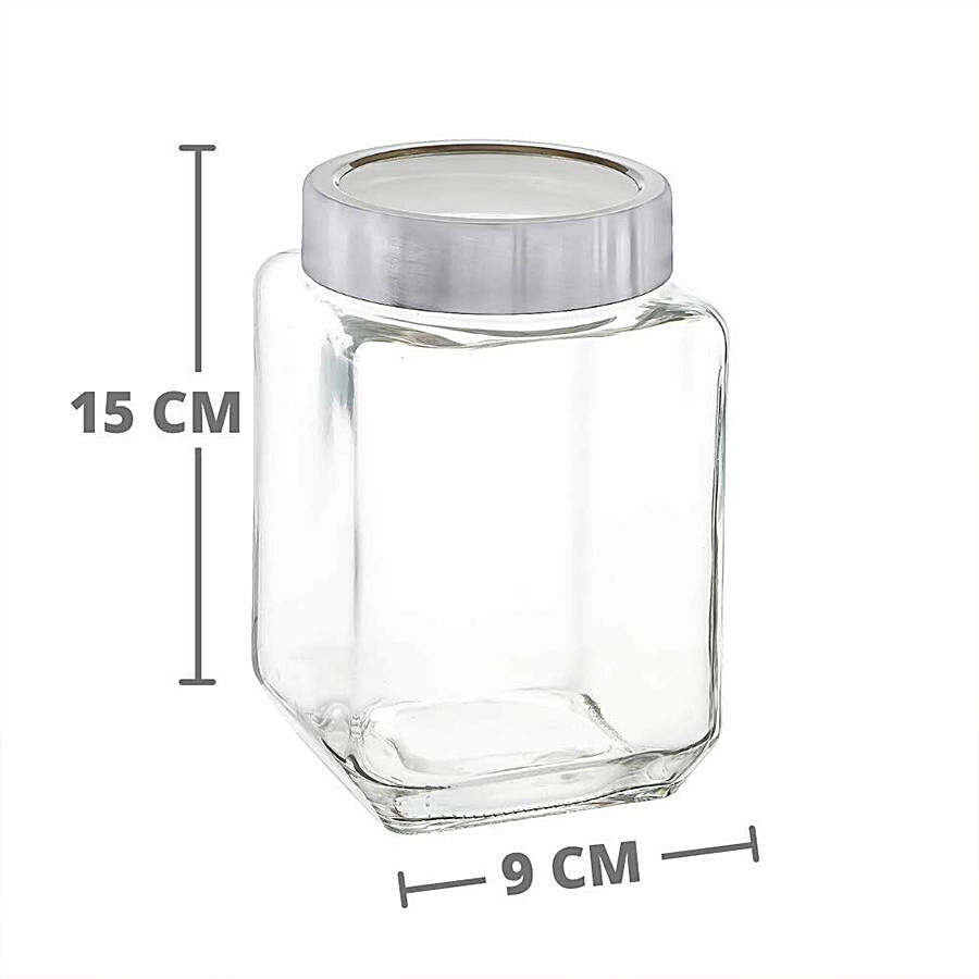 Femora Glass Jar With Screw On Metal Lid - Transparent