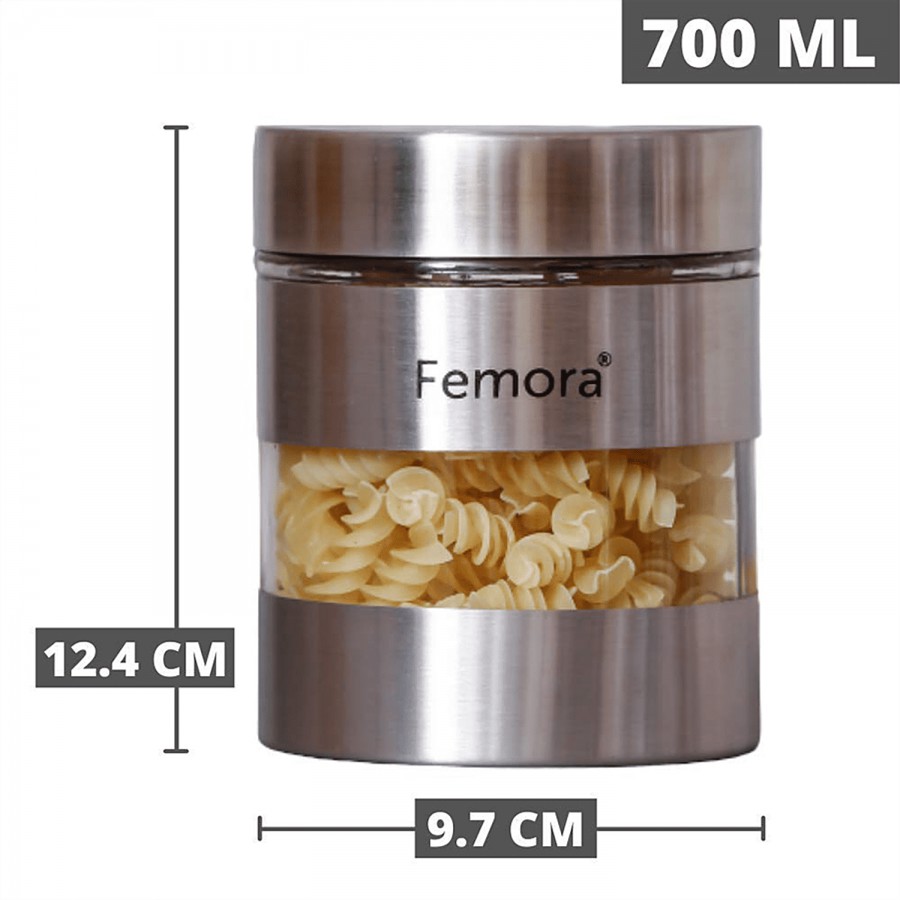 Femora Kitchen Storage Jar - Metallic Clear Glass