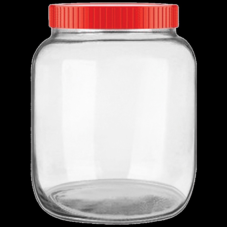 Glass Ideas  Glass Jar With Red Lid - Airtight