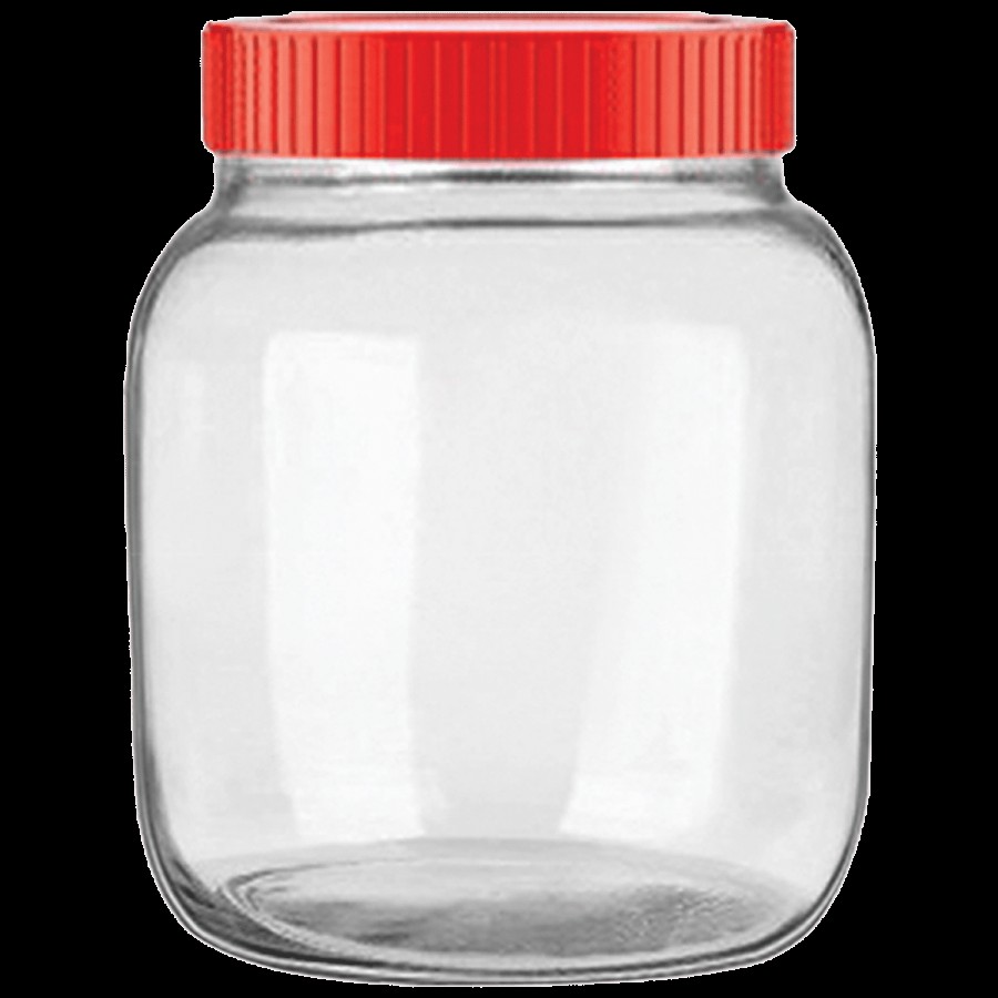 Glass Ideas  Glass Jar With Red Lid - Airtight