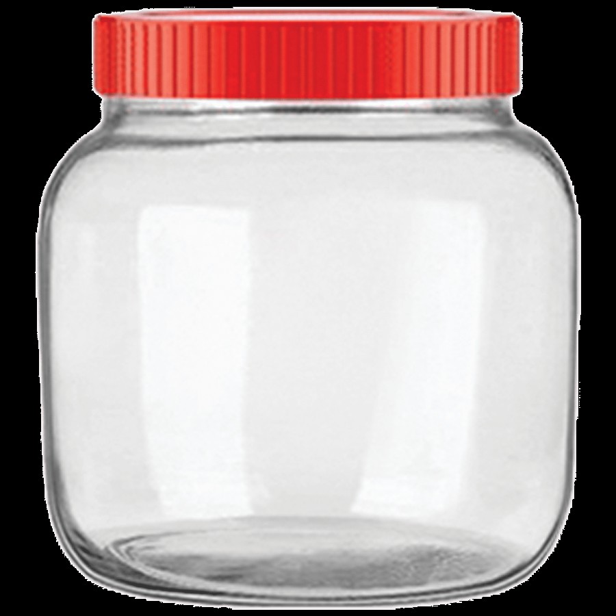 Glass Ideas  Glass Jar With Red Lid - Airtight