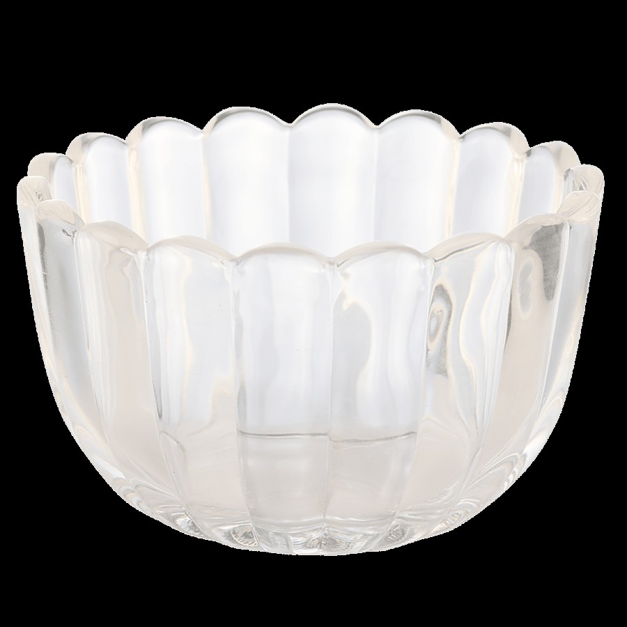 Hi-Luxe Crystal Clear Glass Bowl - Dishwasher Safe