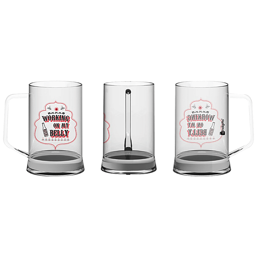 Indigifts Beer Mug - Printed Clear Glass