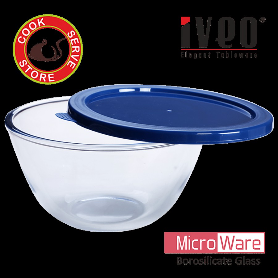 Iveo  Borosilicate Glass Mixing/Serving Bowl Set - With Lid