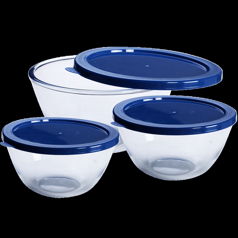 Iveo  Borosilicate Glass Mixing/Serving Bowl Set - With Lid