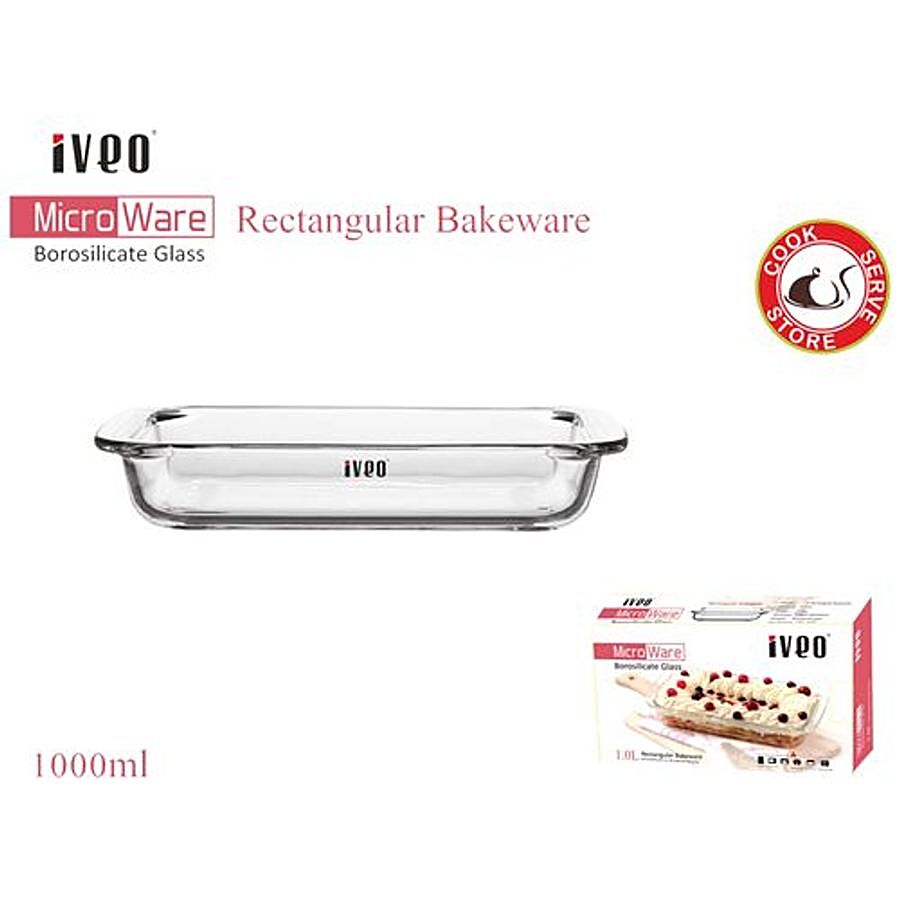 Iveo  Borosilicate Glass Rectangular Tray - Microwave Safe