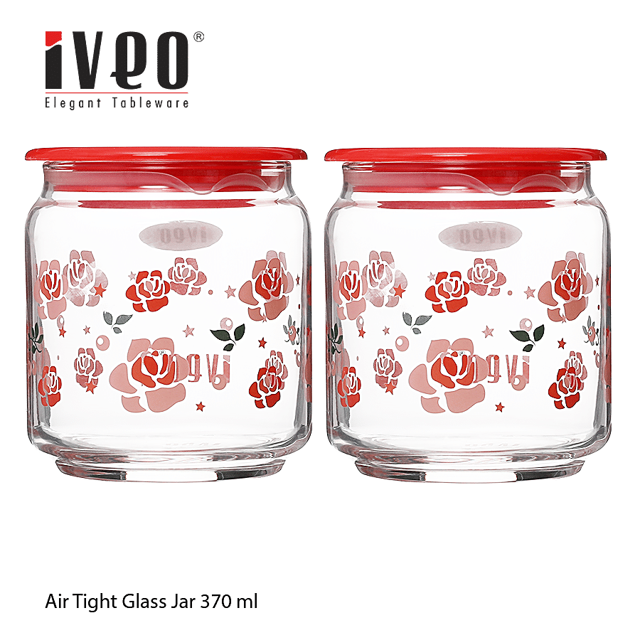 Iveo  Glass Amaze Air Tight Jar - Pink