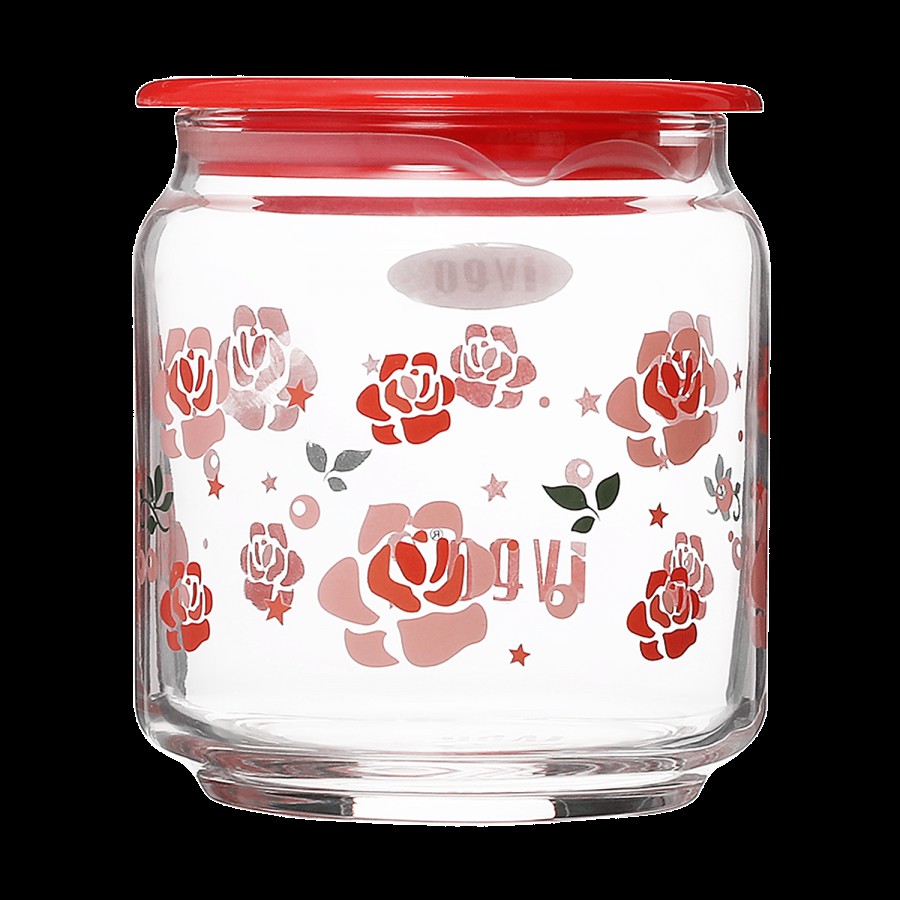 Iveo  Glass Amaze Air Tight Jar - Pink