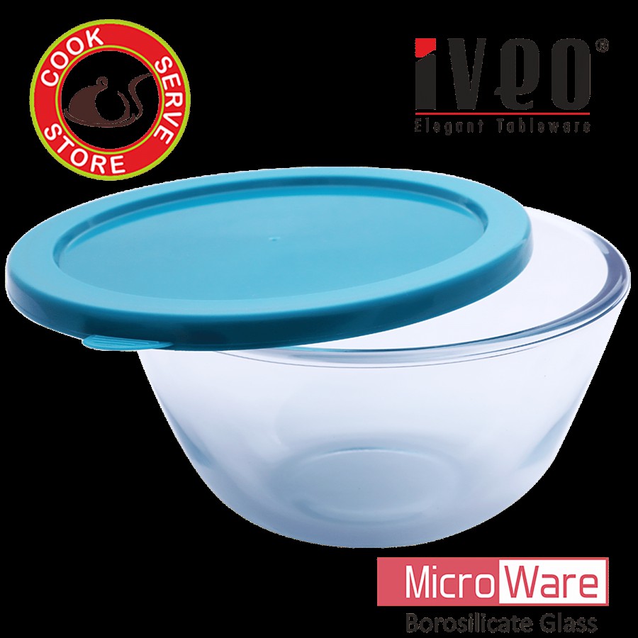 Iveo  Mixing/Serving Bowl With Lid - Borosilicate Glass - Green