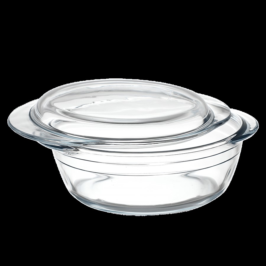 LaOpala Borosilicate Tempered Glass Cook N Serve Casserole With Lid