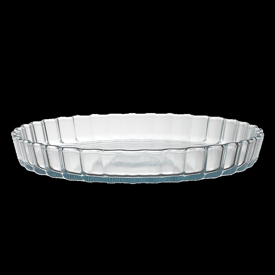 LaOpala Borosilicate Tempered Glass Cook n Serve Pie Dish - Flute Design