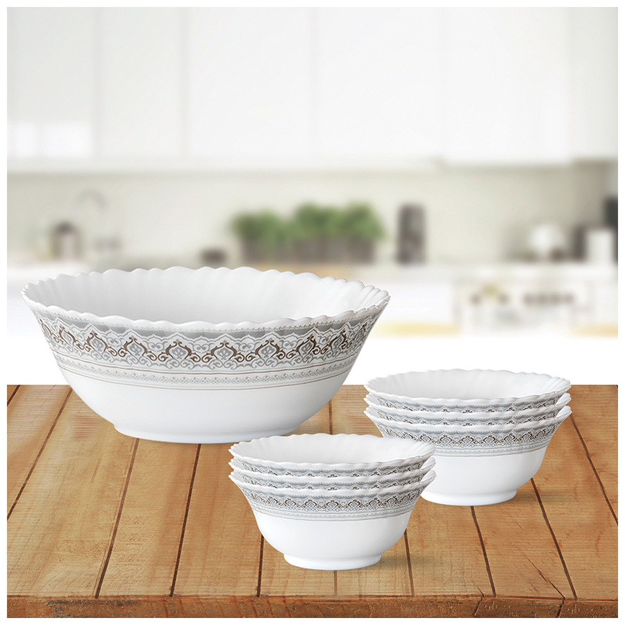 Larah by Borosil Classic Opal Ware Pudding Set - Microwave Safe