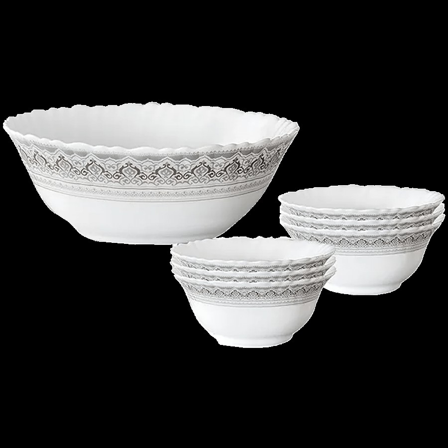 Larah by Borosil Classic Opal Ware Pudding Set - Microwave Safe