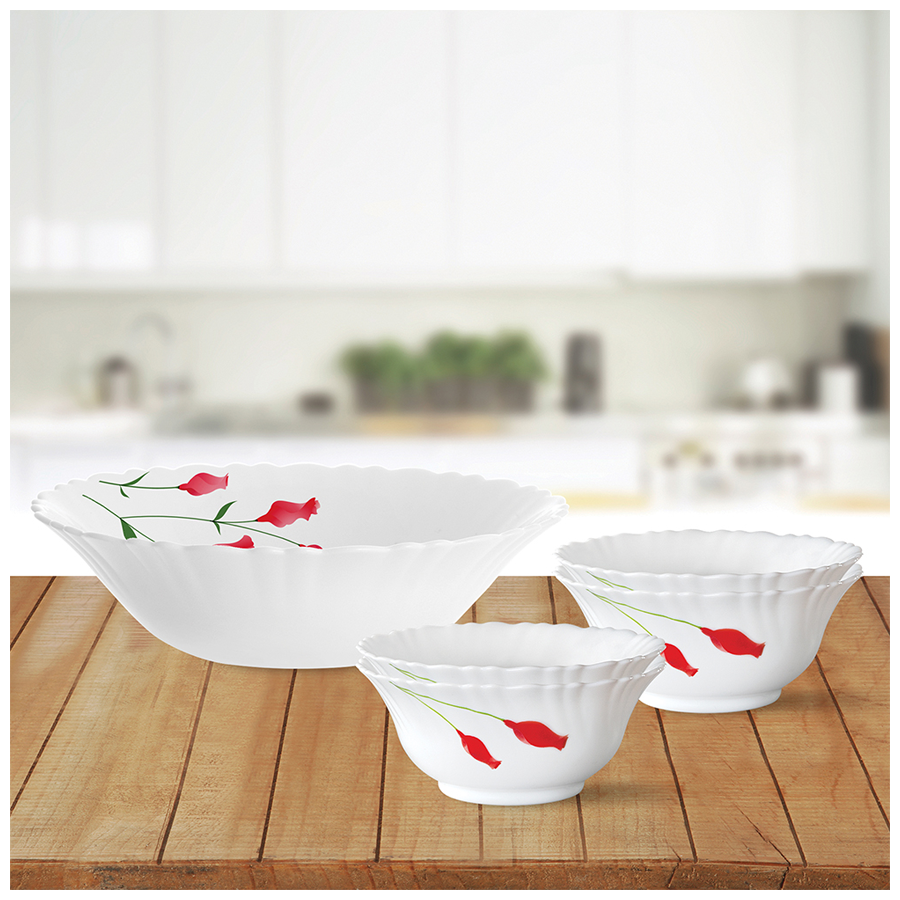 Larah by Borosil Diana Opal Ware Pudding Set - Microwave Safe