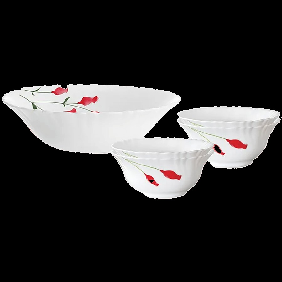 Larah by Borosil Diana Opal Ware Pudding Set - Microwave Safe