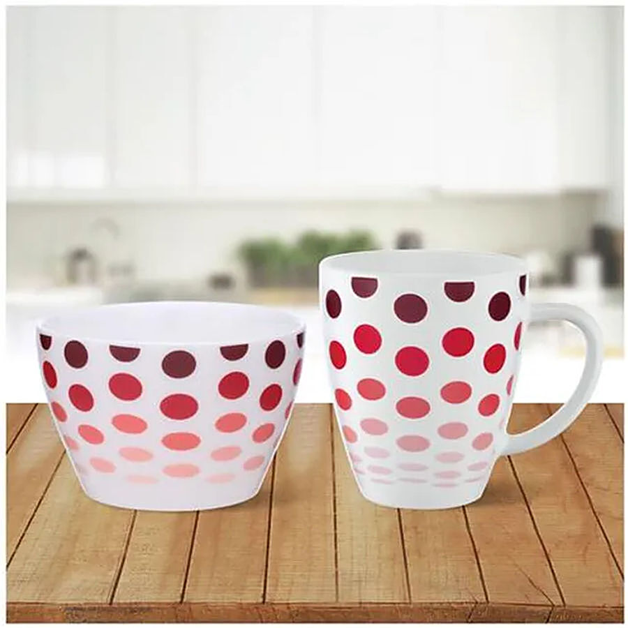 Larah by Borosil Mug & Bowl Breakfast Set - Polka