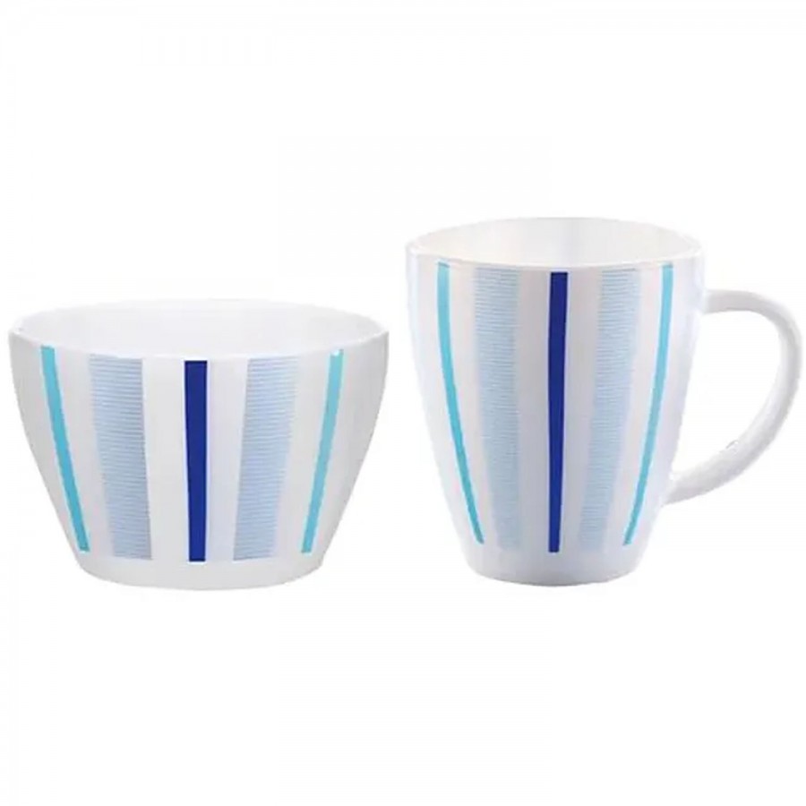 Larah by Borosil Mug & Bowl Breakfast Set - Strip