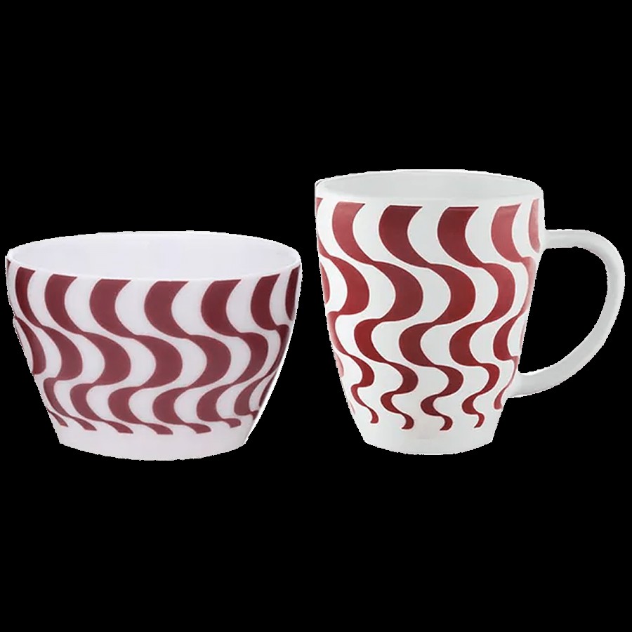 Larah by Borosil Mug & Bowl Breakfast Set - Waves