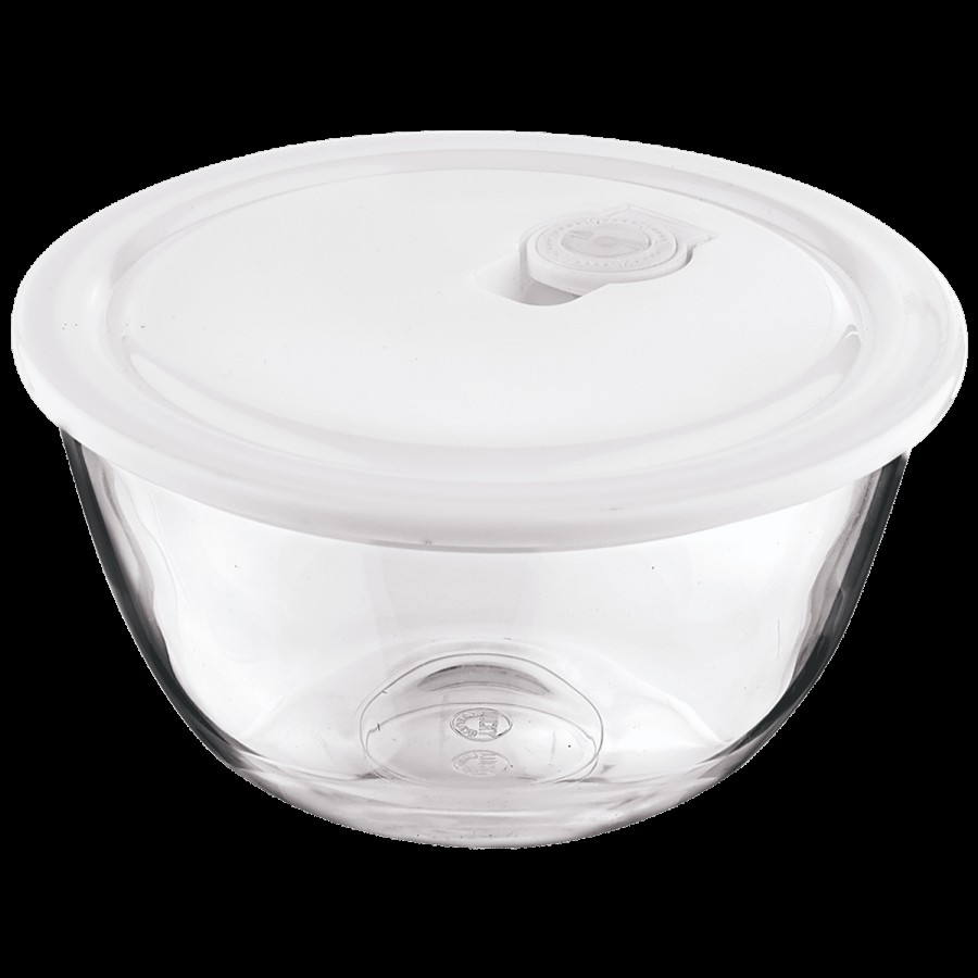 Lucky Glass White Gold Glasso Mixing Bowl With Airtight Lid - Big