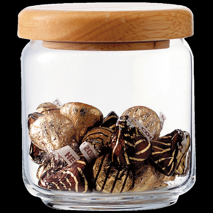 Ocean Pop Jar With Wooden Lid B02517 W